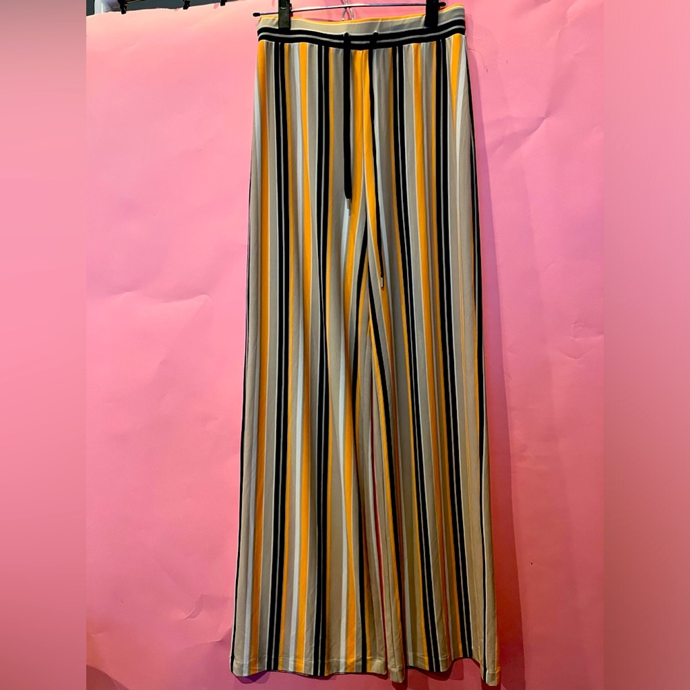 Beige orange Black stripes pants BCBGMaxAzria size small wide leg